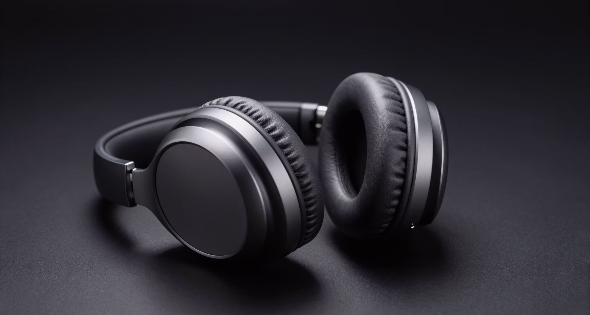 Close-up of black over-ear headphones