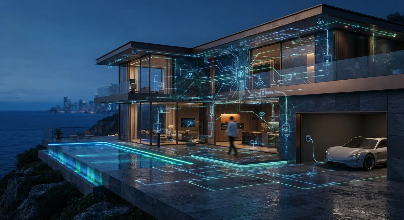 Smart home devices in a living room